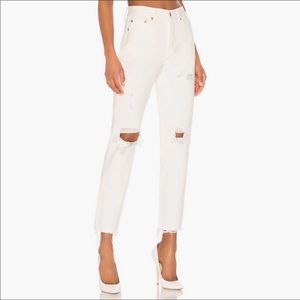 Levi’s Wedgie Straight Leg White Distressed Jeans